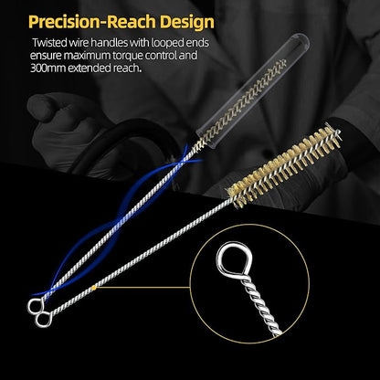 7Pcs Wire Tube Brushes Set,Brass Bottle Brush ,12" Long Wire Bore Brushes for Deep Cleaning Pipes,Tubes,Narrow Spaces, Engine Parts, Home Brew(1/4"-1" Sizes)