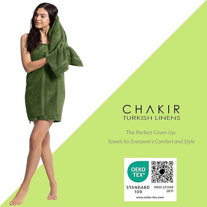 Chakir Turkish Linens | Hotel & Spa Quality 100% Cotton Premium Turkish Towels | Soft & Absorbent (4-Piece Washcloths, Moss)