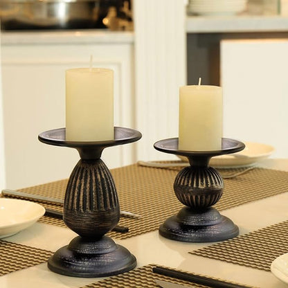 Gold Brass Vintage Candle Holders for Metal Candlestick Holders with Non-Slip Base - Stick Candle Holders for Fireplace, Party, Dining, Home, Wedding Decor(Set of 6Pcs)