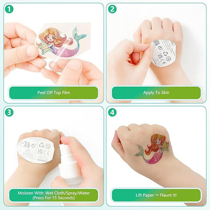 150+ Kids Glitter Temporary Tattoos for Girls – Individually Wrapped Party Favors, Waterproof Tattoo Stickers – Mermaid, Unicorn, Fairy, Butterfly Birthday Pinata Stuffers