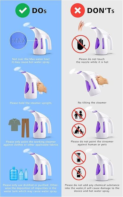 HiLIFE Steamer for Clothes, Portable Handheld Design, 240ml Big Capacity, 700W, Strong Penetrating Steam, Removes Wrinkle, for Home, Office and Travel(ONLY FOR 120V)