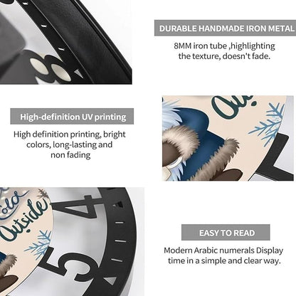 Wall Clock 10 Inch Silent Non-Ticking Modern Clocks Battery Operated - Analog Small Classic for Office, Home, Living Room,Bathroom, Kitchen, Bedroom, School,Snowman Clock