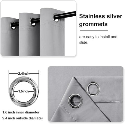 DWCN Thermal Black Out Curtains 84 Inch Length 2 Panels Set, Room Darkening Curtain Drapes for Bedroom Living Room - W38 x L84 Inches Long, Silver Grey