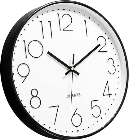 Lumuasky 4 Pack Wall Clock,12 Inch Silent Battery Operated Non Ticking Quartz Round Analog Classic Clock Modern Design for Home Office Classroom School Living Room Bedroom