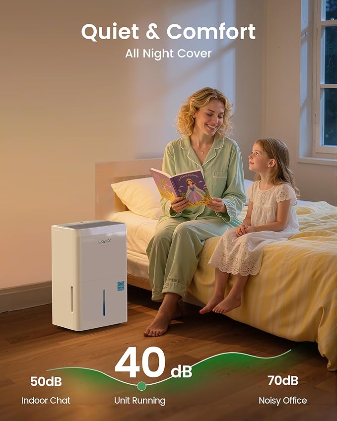 Waykar 120 Pint 2025 Energy Star Dehumidifier for Home, Basement, Large Rooms up to 6,000 Sq. Ft. - Auto Defrost, Ultra Quiet(40 dB), Auto Comfort Mode, with Drain Hose & Water Tank