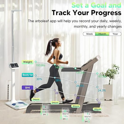 arboleaf Digital Physician Scale, Ultrasonic Height and Weight Scale, Smart Body Composition Analyzer for Gym and Home, 11-485lb, 6ft.4.8in, Body Fat Measurement, Weight, Height, BMI