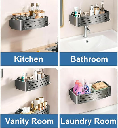 2Pcs Suction Cup Shower Caddy,Upgrade Extra-Strong Suction Shower Shelves with Hooks,No Drilling Waterproof & Rustproof Bathroom Organizers and Storage,Reusable Shower Racks for Shampoo and Toiletries