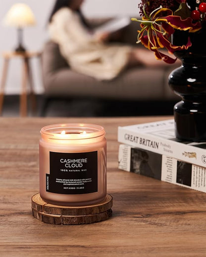 M&SENSE Cashmere Vanilla Scented Candle, 11.6oz Non Toxic Soy Wax 70 Hours Clean Burn Candle, 2 Wick Aromatherapy Gifts for Relaxing Stree Relief, Cozy Winter Home Decor