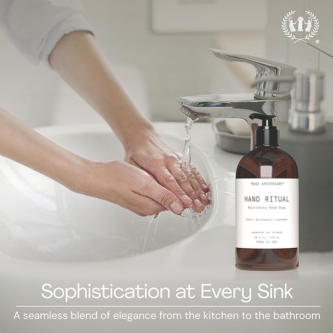 Muse Apothecary Hand Ritual - Aromatic and Nourishing Hand Soap, Infused with Natural Aromatherapy Essential Oils - USDA Certified Biobased - 16 oz, Fleur du Lavender, 3 Pack