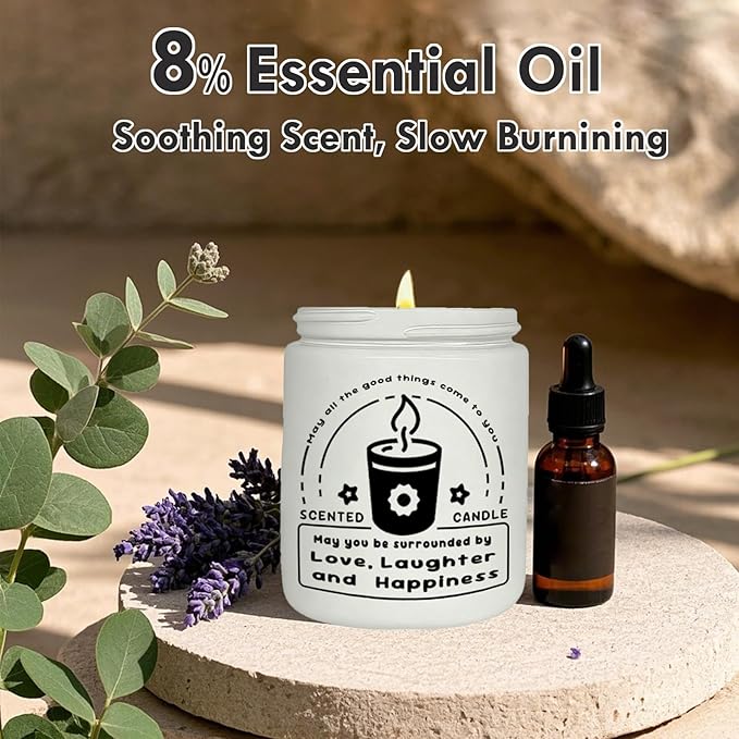 Inspirational Gifts for Women, Scented Candles, Lavender Eucalyptus Candles for Home Scented, Aromatherapy Candle, Soy Wax Candle for Stress Relief and Relax, Christmas, Birthday, Valentine Gifts
