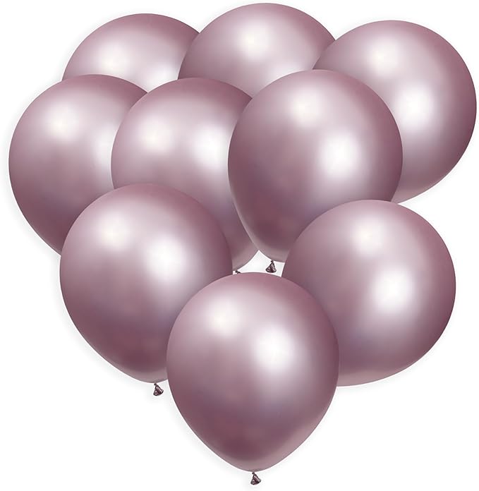 Metallic Pink Balloons 100 Pack, 12 Inch Chrome Pink Balloons For Birthdays, Weddings, Baby Showers, Holidays