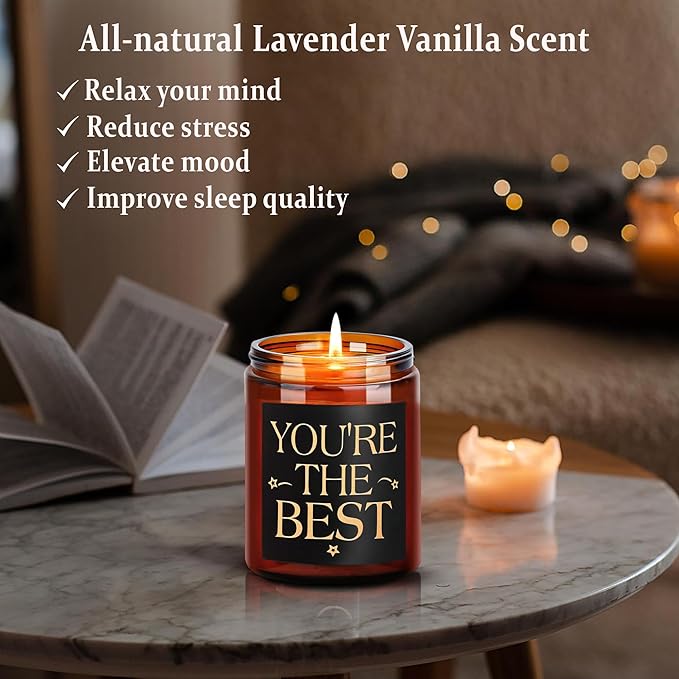 You're The Best Scented Candles - Bestie Gift for Women - Friendship, Birthday, Christmas, Thank You, Appreciation Gifts for Coworker, Best Friend, Sister, Mom - Natural Soy Candle for Home