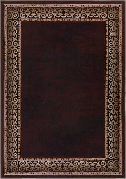 Antep Rugs Alfombras Bordered Modern 3x5 Non-Slip (Non-Skid) Low Pile Rubber Backing Indoor Area Rug (Brown, 3' x 5')