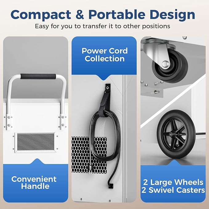 ALORAIR Commercial Dehumidifier 275 Pints with Drain Hose SLGR Tech High Efficient Industrial Dehu for Water Damage Restore, Basement, Warehouse, Home Use, Garage, 5 Years Limited Warranty