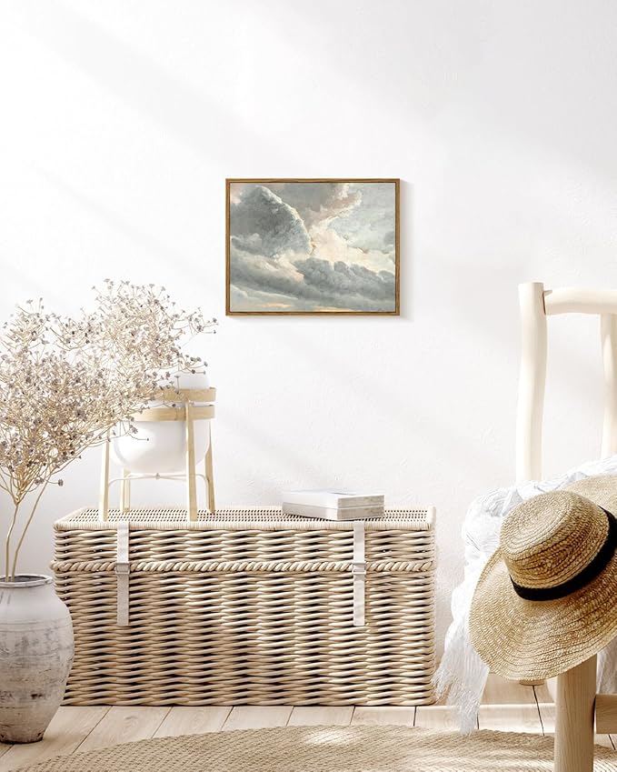 InSimSea Framed Canvas Wall Art Vintage Decor, Study of Clouds Oil Painting Wall Prints, Home Decor Wall Art for Farmhouse Office Bathroom Decor, 11"x14"