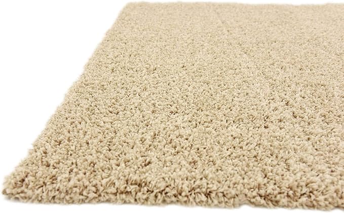 Unique Loom Solid Shag Collection Area Rug (7' 10" Square, Taupe)