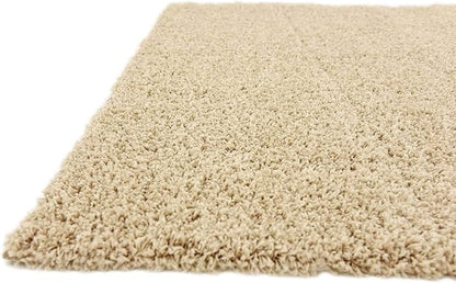 Unique Loom Solid Shag Collection Area Rug (7' 10" Square, Taupe)