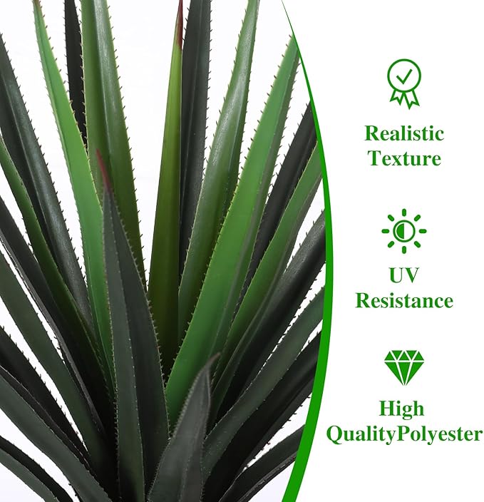 Veryhome 3FT Agave Plant Artificial Succulents 35 Inch Large Fake Outdoor Plants UV Resistant Faux Greenery for Indoor Home Office Floor Front Porch Decor(Set of 2)