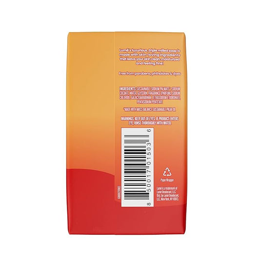 Lume Triple Milled Bar Soap - Rich Moisture & Gentle Cleansing - Paraben Free, Phthalate Free, Skin Safe - 5 ounce (Pack of 4) (Clean Tangerine)
