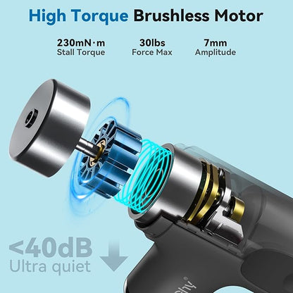 Mini Massage Gun with Heat, Deep Tissue Massage Gun, Portable Percussion Muscle Massager with 4 Massage Heads for Athletes