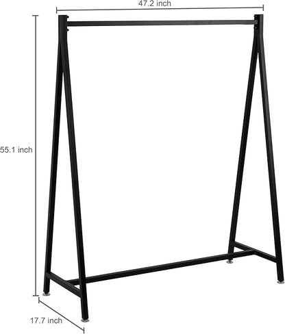 MyGift 47 Inch Modern Black Heavy Duty Metal A-Frame Wardrobe Clothing Rack, Commercial Grade Freestanding Garment Hanger for Bedroom Closet Clothes or Retail Display