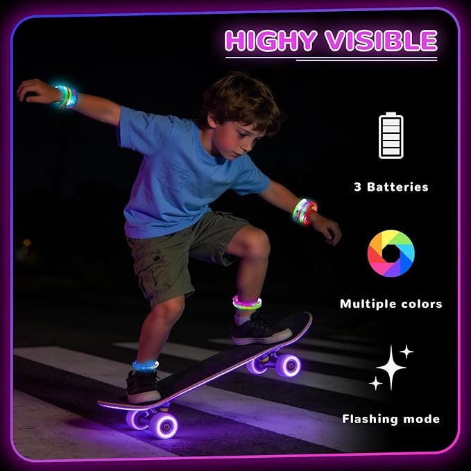 100 Pcs Glow Sticks LED Bracelets, Glow in the Dark Party Supplies for Kids/Adults, Flashing Light up Toys Goodie Bags Basket Stuffers, Neon Accessories New Year Eve Party Favors
