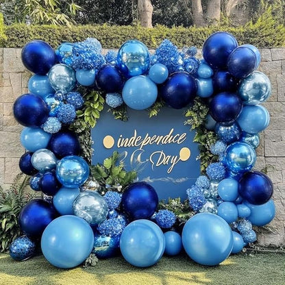 Navy Royal Blue Balloon Arch Kit Double Stuffed Metallic Blue Balloon Garland Varied Sizes for Birthdays Baby Showers Graduations Weddings Proms More Special Occasions