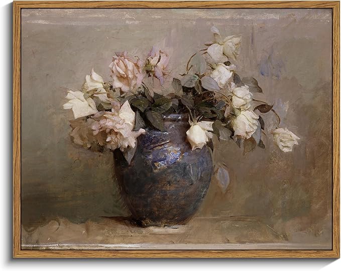 InSimSea Framed Canvas Wall Art Vintage Decor, Home Decor Flower in Pots Canvas Wall Painting Decor, Rustic Farmhouse Decoration, Canvas Prints for Living Room Bedroom Office, 11"x14"