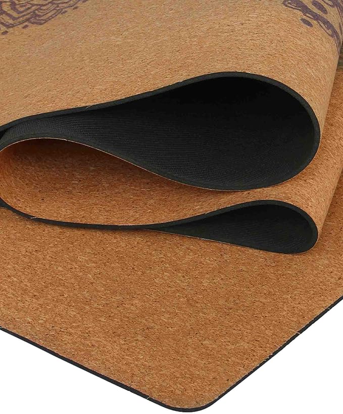 Shakti Warrior Chakra Cork Yoga Mat - Extra Long & Wide, Non Slip, Non Toxic, Great for Yoga, Pilates & Workout (84 x 27 x 2mm Thick)