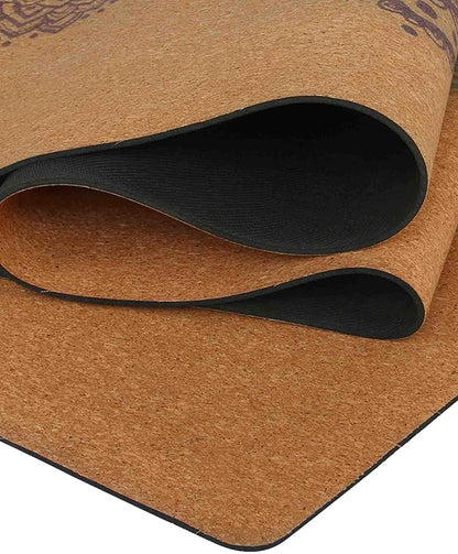 Shakti Warrior Chakra Cork Yoga Mat - Extra Long & Wide, Non Slip, Non Toxic, Great for Yoga, Pilates & Workout (84 x 27 x 2mm Thick)