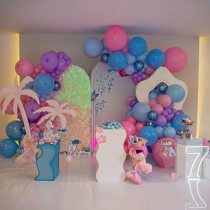 Pink and Blue Balloons, 12 Inch Macaron and Metallic Blue Pink Party Balloons for Gender Reveal Baby Shower Bridal Shower Summer Hawaiian Luau Birthday Party Decorations