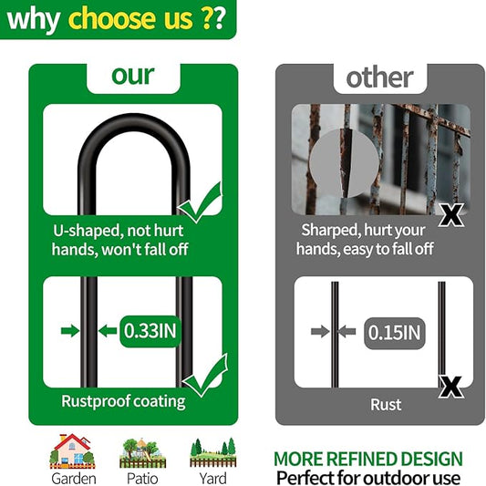 Metal Decorative Garden Fence, 26" Wide x 32" High (9 Panels + 1 Gate) Total Length 21.6 ft, No Dig Dog Fence Outdoor for Yard, Rustproof Animal Barrier Fencing, Garden Edging Border for Yard