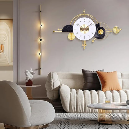 38x22 Inch Modern Metal Wall Clock Battery Operated, Contemporary Silent Non-Ticking Analog Clock for Home Decor, Living Room, Bedroom, Office, Kitchen, Entryway