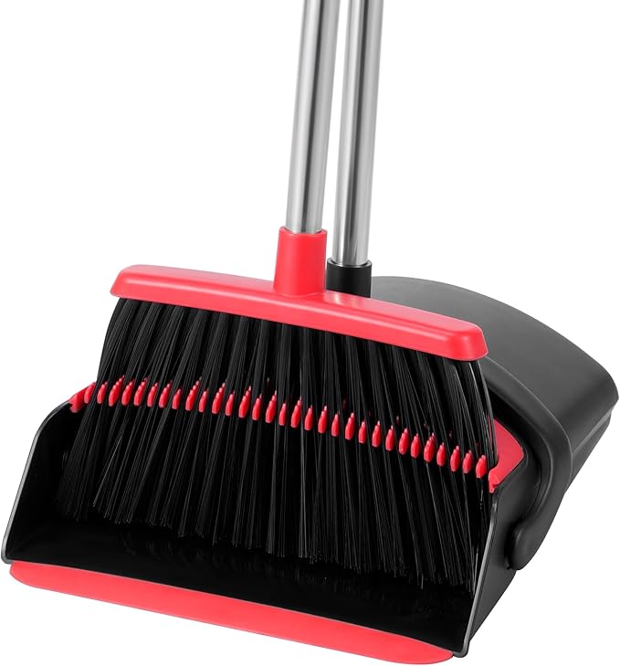 Broom and Dustpan Set House Brooms for Sweeping Indoor Collapsible Broom and Dust Pan Combo for Home Office Kitchen Lobby Floor Pet Hair