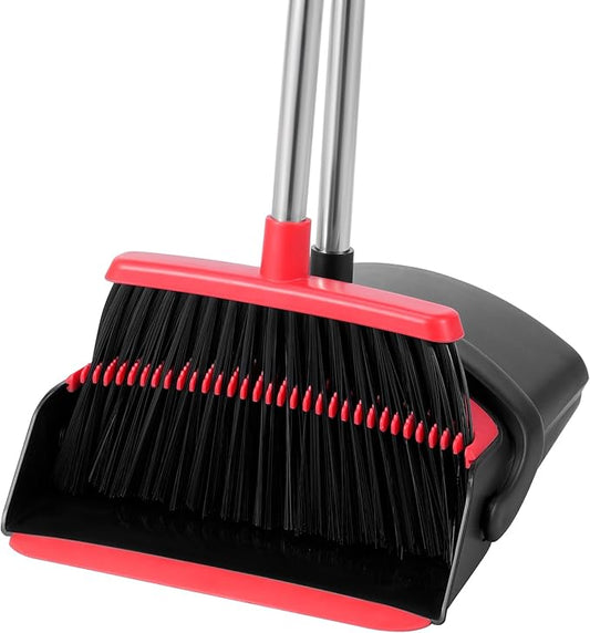 Broom and Dustpan Set House Brooms for Sweeping Indoor Collapsible Broom and Dust Pan Combo for Home Office Kitchen Lobby Floor Pet Hair