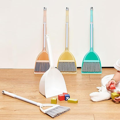 Nicunom Set of 4 Mini Broom with Dustpan for Kids, Children Broom and Dustpan Set Toddler Cleaning Set Boys Girls Little Housekeeping Helper Set for Kitchen Bathroom Pet