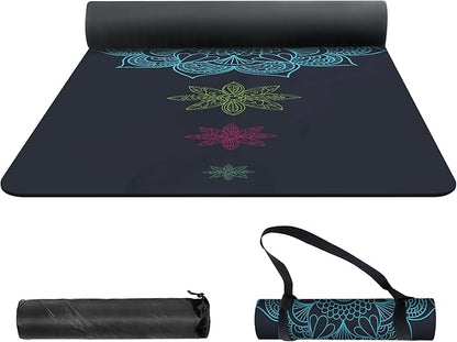 nuveti Yoga Mat Print Extra Thick TPE Non Slip Fitness Exercise Mat with Carrying Bag,72"x24" Extra Thick 6MM Exercise & Workout Mat for Yoga, Pilates Fitness and Floor Exercises