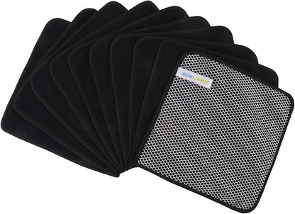 SINLAND Microfiber Dish Cloth for Washing Dishes Dish Washing Rags Best Kitchen Washcloth Cleaning Cloths Wash Cloths with Poly Scour Side 7.87Inchx7.87Inch 10 Pack Black