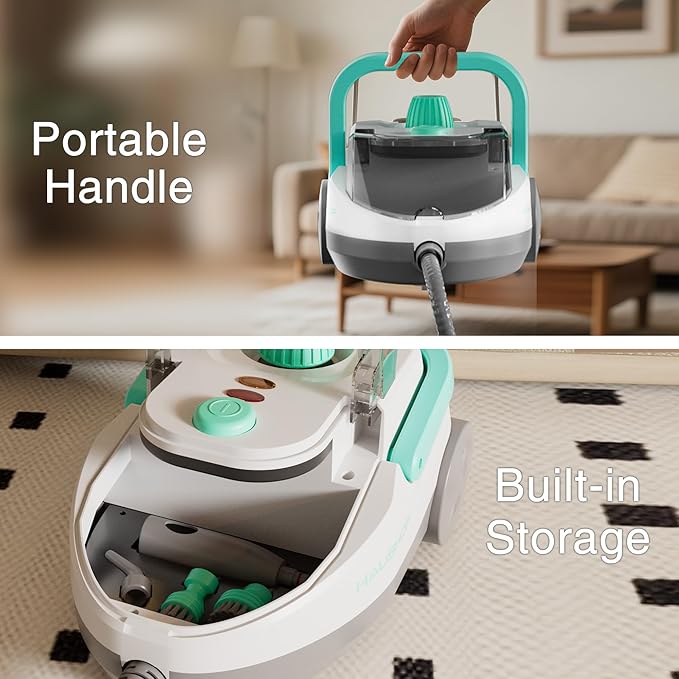 HAUSHOF Steam Cleaner, 1500W Powerful Steam Cleaner for Home with 19 Accessories & 51Oz Water Tank, Chemical-Free Multipurpose Portable Steambot for Floor, Tile, Grout, Couch, Window & Car