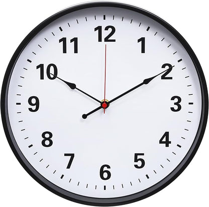 LEIKE Metal Wall Clock 12IN Black, Retro Silent Quartz Battery Operated, Decorative for Patio, Kitchen, Living Room, Bedroom, Pool