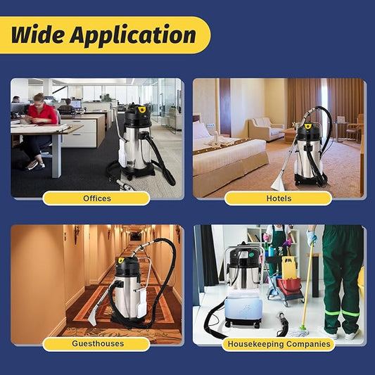 Carpet Cleaner Machine, 3 in 1 Portable Wet Dry Sofa Curtain Fabric Dust Cleaner,40L Commercial Floor Cleaning Machines with Long Flat/Dry/Water Vacuum Head and Round Brush