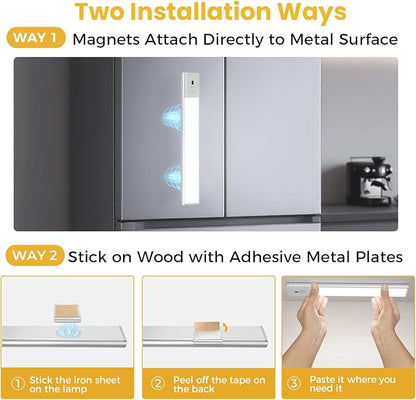 Under Cabinet Lighting, Motion Sensor Light with 3 Color Temps, Rechargeable Closet Lights with Hand Wave, 9 Inch Dimmable Under Counter Lights for Kitchen, Wardrobe, Stairs, 2 Pack