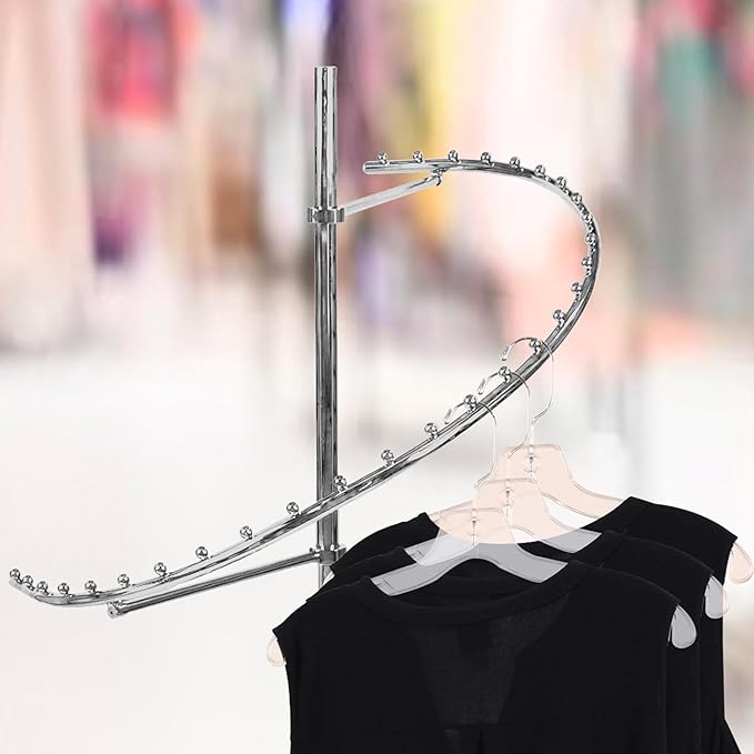 SSWBasics Sleek Chrome Spiral Clothing Rack - 29 Ball Retail Clothing Display Stand - 63"H - Boutique Garment and Accessories Display - Stylish Clothing Display Racks for Retail Stores