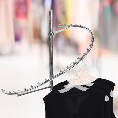SSWBasics Sleek Chrome Spiral Clothing Rack - 29 Ball Retail Clothing Display Stand - 63"H - Boutique Garment and Accessories Display - Stylish Clothing Display Racks for Retail Stores