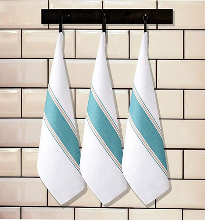 Goroly Home 100% Cotton Kitchen Dish Towel Set of 6 Pack, Highly Absorbent Quick Drying, Machine Washable and Reusable Ultra Soft Tea Towel with Hanging Loop for Cleaning Dishes, 20x28 Inch Teal