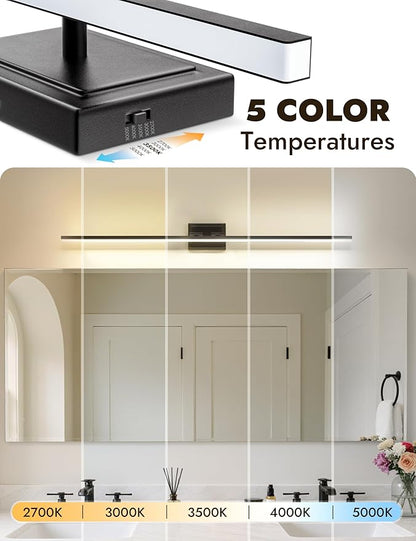 NIORSUN 48 Inch Modern Bathroom Light Fixture, 30W 5CCT Dimmable LED Black Bathroom Vanity Lights Over Mirror, Vanity Lights for Bathrooms Restroom Mirror- ETL Certified