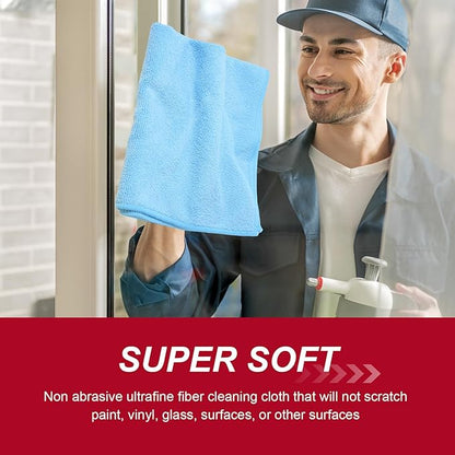 200 Pcs Microfiber Cleaning Cloth 16x16 Inch Microfiber Towels for Car Ultra Absorbent Cleaning Rags Reusable Lint Free Streak Free Detailing Towel for Car Washing Drying Dusting (Blue)