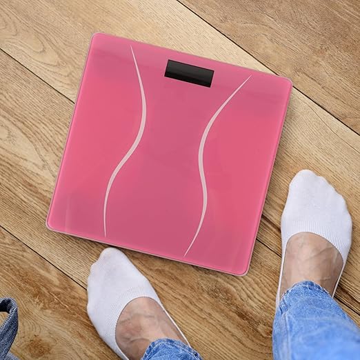 Rechargeable Digital Bathroom Scale for Body Weight High Accuracy Household Weight Scale with Sleek Design for Family Use in Bathroom Bedroom Pink Accent
