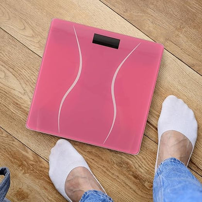 Rechargeable Digital Bathroom Scale for Body Weight High Accuracy Household Weight Scale with Sleek Design for Family Use in Bathroom Bedroom Pink Accent