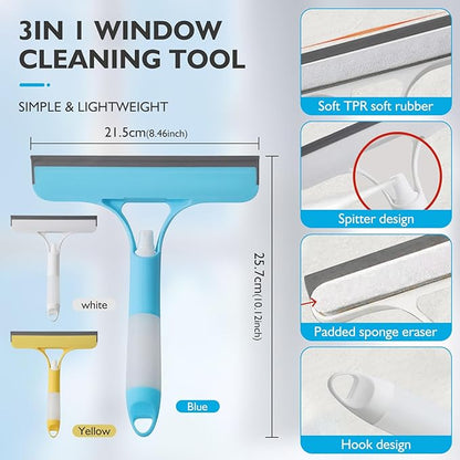 3 in 1 Window Cleaning Scraper, 3 in 1 Spray Squeegee for Window Cleaning, 2025 New with Brush and Built-in Spray Bottleall-Purpose Shower Glass, Mirrors, Car, Home Window Cleaner Tool (A)